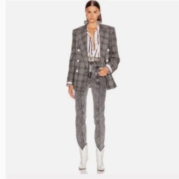 Isabel Marant Etoile Pantalon Hominy Gray High Waist Acid Stone Wash Jeans 38 4 - Picture 14 of 14